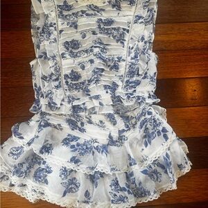 The Vintage Shop Blue and White Floral Skirt Set Size S worn once